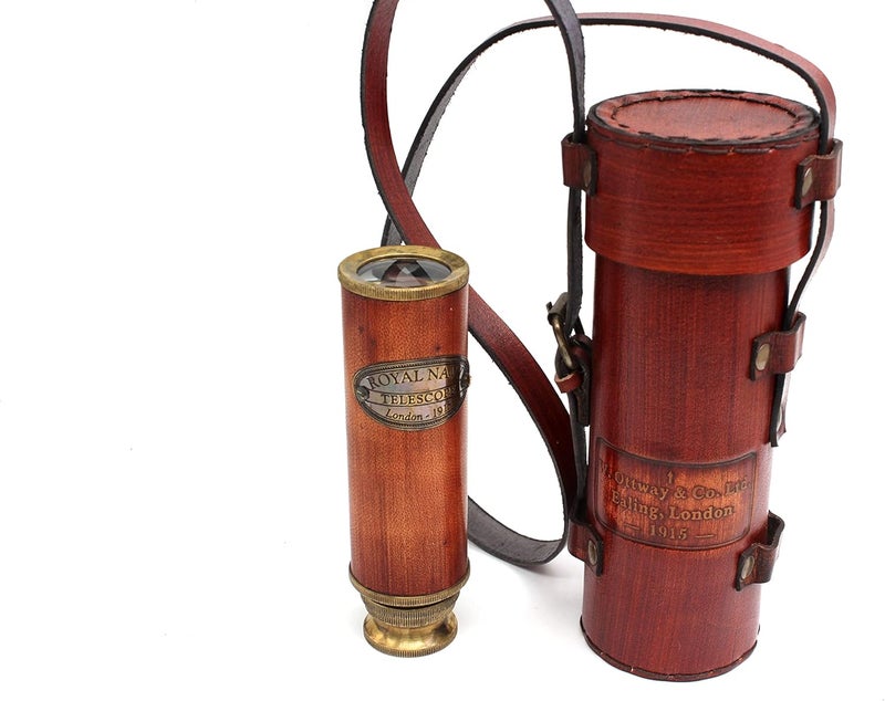 OCEAN REPLICAS Pirate Brass Telescope – 25x30 Spyglass Monocular for Kids & Adults, Vintage Collapsible Brass Scope for Hiking, Travel, Nautical Decor – Handheld Pirate Telescope with Glass Optics - Image 3